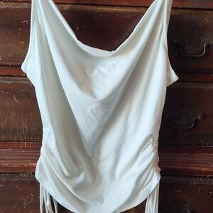 SHEIN White Cowl Neck Sleeveless Tank with Side Ties